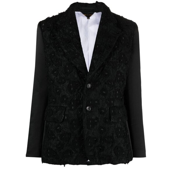 COMME DES GARCONS BLACK EMBROIDERED SINGLE BREASTED BLAZER